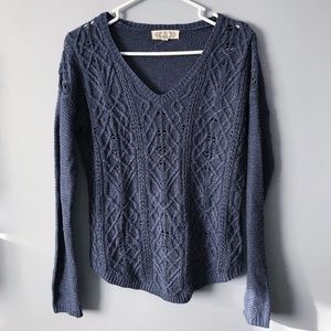 Pink Rose Blue Grey Knit Sweater